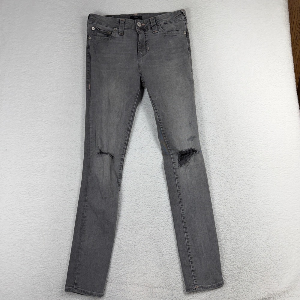 True Religion Jeans Women's 29 (30x30) Stella Mid Rise Skinny Gray Wash Distress